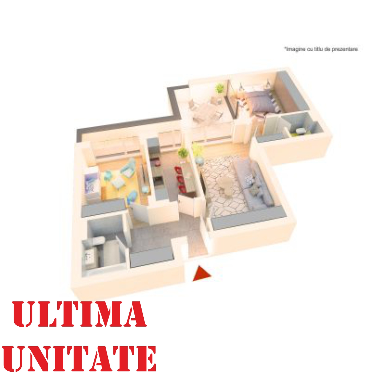 Apartament 3 camere tip 3F4′ | Terasa | Etaj 4 | Corp C5, C6 | Faza 3