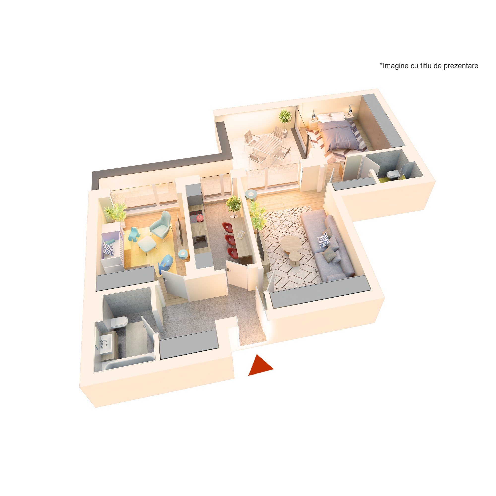 Apartament 3 camere tip 3Fc’ | Terasa | Etaj 1-3 | Corp C5, C6 | Faza 3