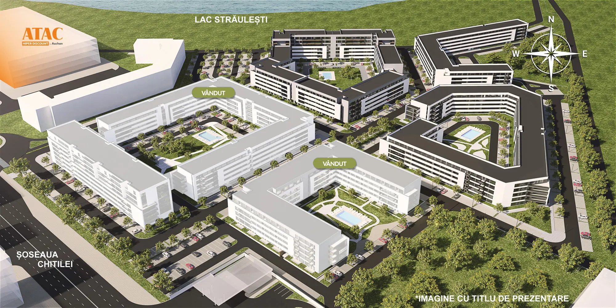 Vedere aeriană ansamblu rezidențial Atria Bucureși Nord-Chitila