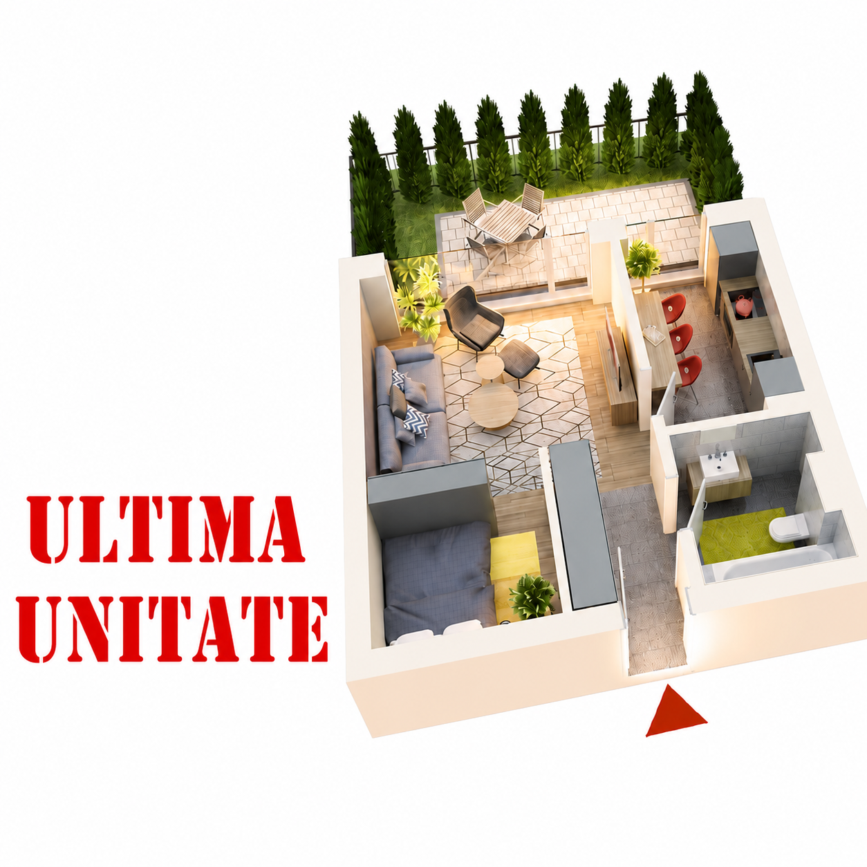 Apartament Studio tip 1A | Gradina | Parter | Corp C1 C2 | Faza 3