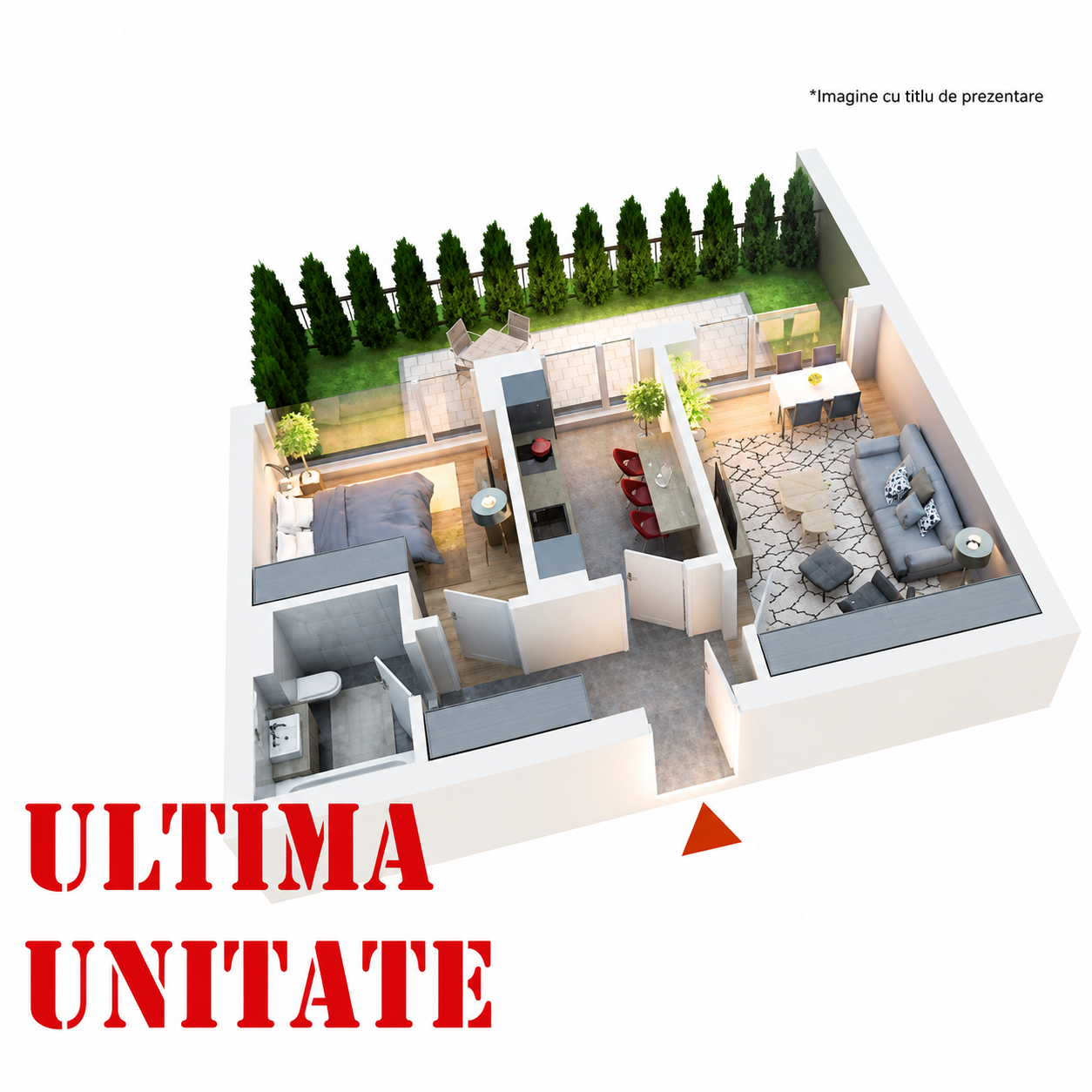 Apartament 2 camere tip 2A’| Gradina | Parter | Corp C1, C2, C5, C6 | Faza 3