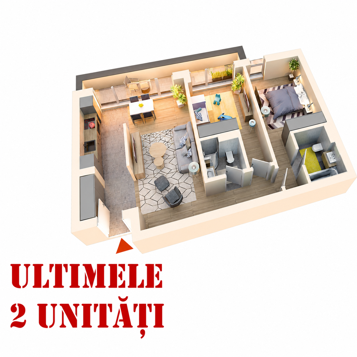 Apartament 3 camere tip 3A4 | Terasa | Etaj 4 | Corp C5, C6 | Faza 3