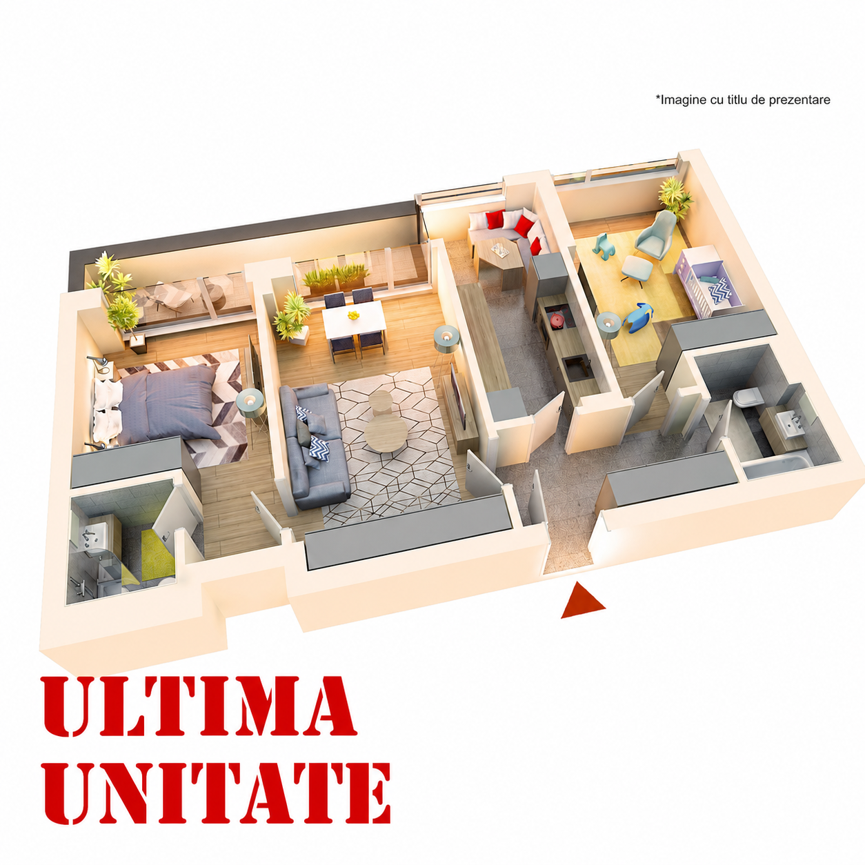 Apartament 3 camere tip 3Cc | Balcon | Etaj 1-3 | Corp C7 | Faza 3