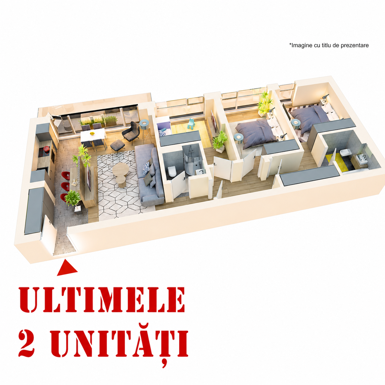 Apartament 4 camere tip 4A5 | Balcon | Etaj 5, 6 | Corp C1, C2 | Faza 3